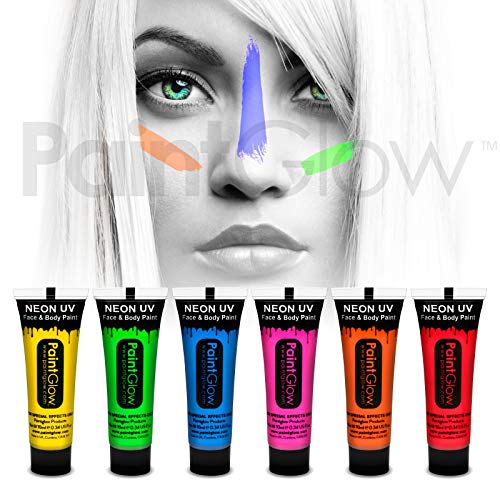 PaintGlow Neon UV Face & Body Paint Rave Festival Party 10ml Set of 6