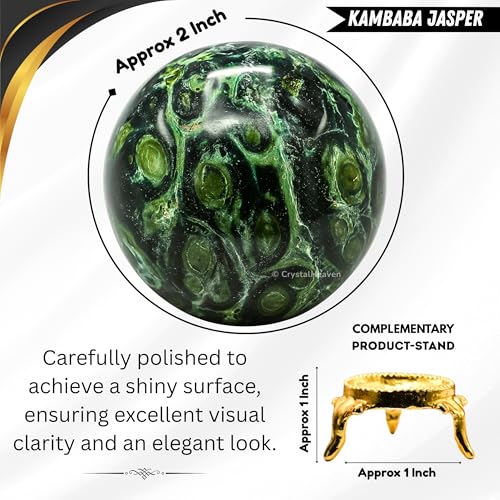 Image of Certified Kambaba Jasper Crystal Ball for Meditation - Premium Crystal Vastu Items for Home and Feng Shui Items for Good Luck - Ideal for Pooja Supplies and Spiritual Practices (2 inch Inch)