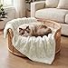 Horaldaily Pets Flannel Blanket, Beige Flowers 3D Textured Soft Fuzzy Fluffy Plush Cozy Fleece Premium Blankets for Dog Cat Puppy Kitten Couch Protection, 20x30