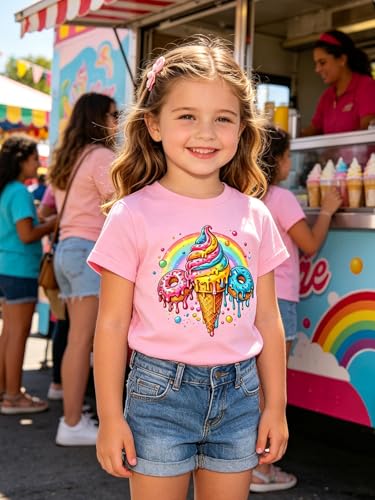 Image of Funnycokid Little Girls T Shirt for Toddler 3-7 Years Kids Tee Graphic Short Sleeve Clothes Tops