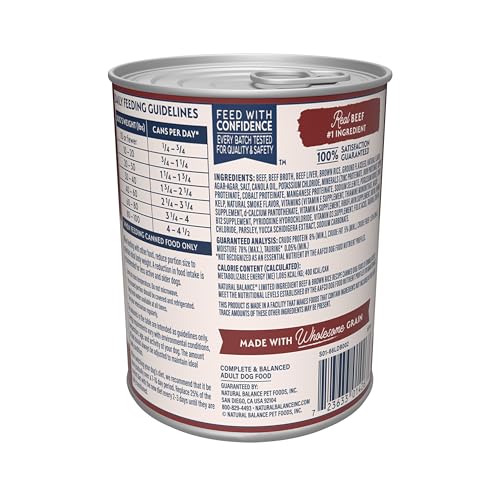 Natural Balance Limited Ingredient Adult Wet Canned Dog Food with Healthy Grains, Beef & Brown Rice Recipe, 13 Ounce (Pack of 12) - Thumbnail 4