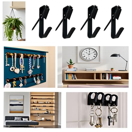 Image of 100LB Photo Frame Hooks Black Picture Hanging Hooks with Nails Kits 40 Pcs (20 Stes)