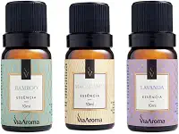 Kit 3 Essências Via Aroma Para Aromatizador Difusor Elétrico 10ml (Bamboo+Macadâmia+Lavanda)