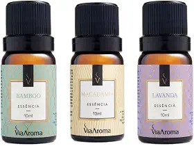 Kit 3 Essências Via Aroma Para Aromatizador Difusor Elétrico 10ml (Bamboo+Macadâmia+Lavanda)