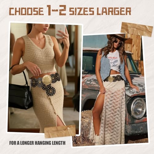 Tc&Zxf Women's Western Leather Belt Vintage Floral Embossed Cowgirl Belt with Buckle for Jeans Country Style Outfits4