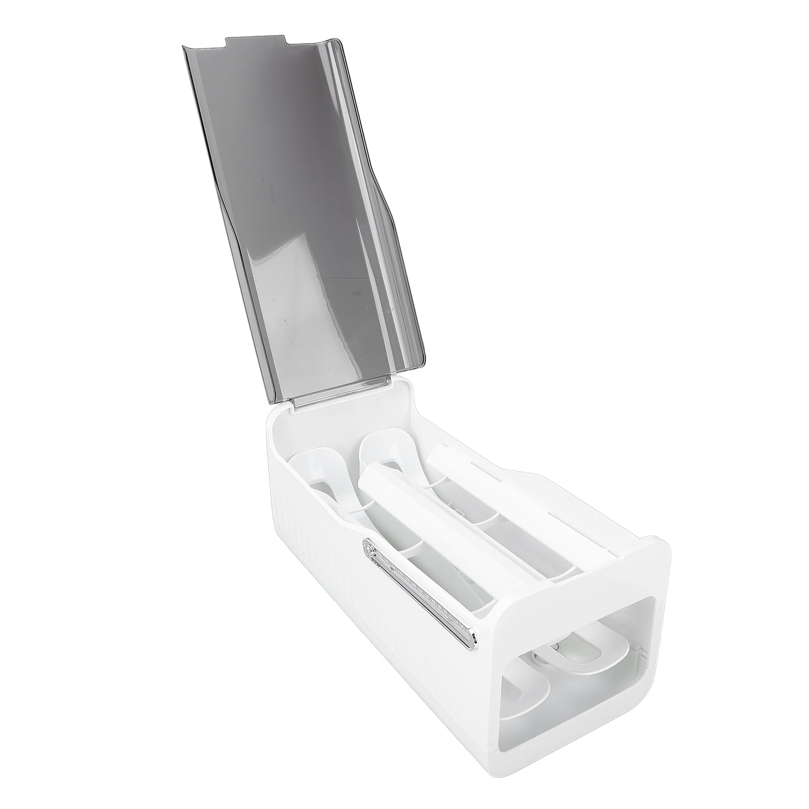 Portauova per frigorifero, contenitore organizer per dispenser di uova con arrotolamento automatico con coperchio, vassoio per frigorifero in PP per uso alimentare, organizer da