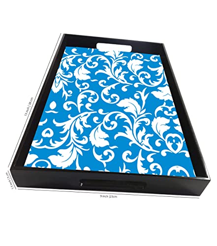 paper pebbles Blue Brown Design Multicolor Colorful Vinyl Printing Square Serveware Tray for Office , Room Kitchen , Table Size 9×15 Tray