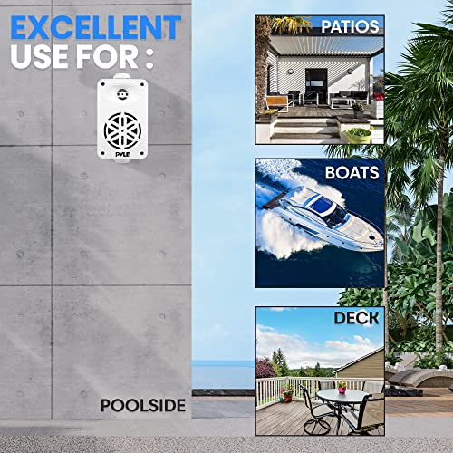 Image of PyleUsa Indoor Outdoor Speakers Pair - 200 Watt Dual Waterproof 3.5 inch 2-Way Full Range Speaker System w / 1 /2 inch High Compliance Polymer Tweeter - in-Home, Boat, Deck, Patio, Poolside (White) - PDWR35WT