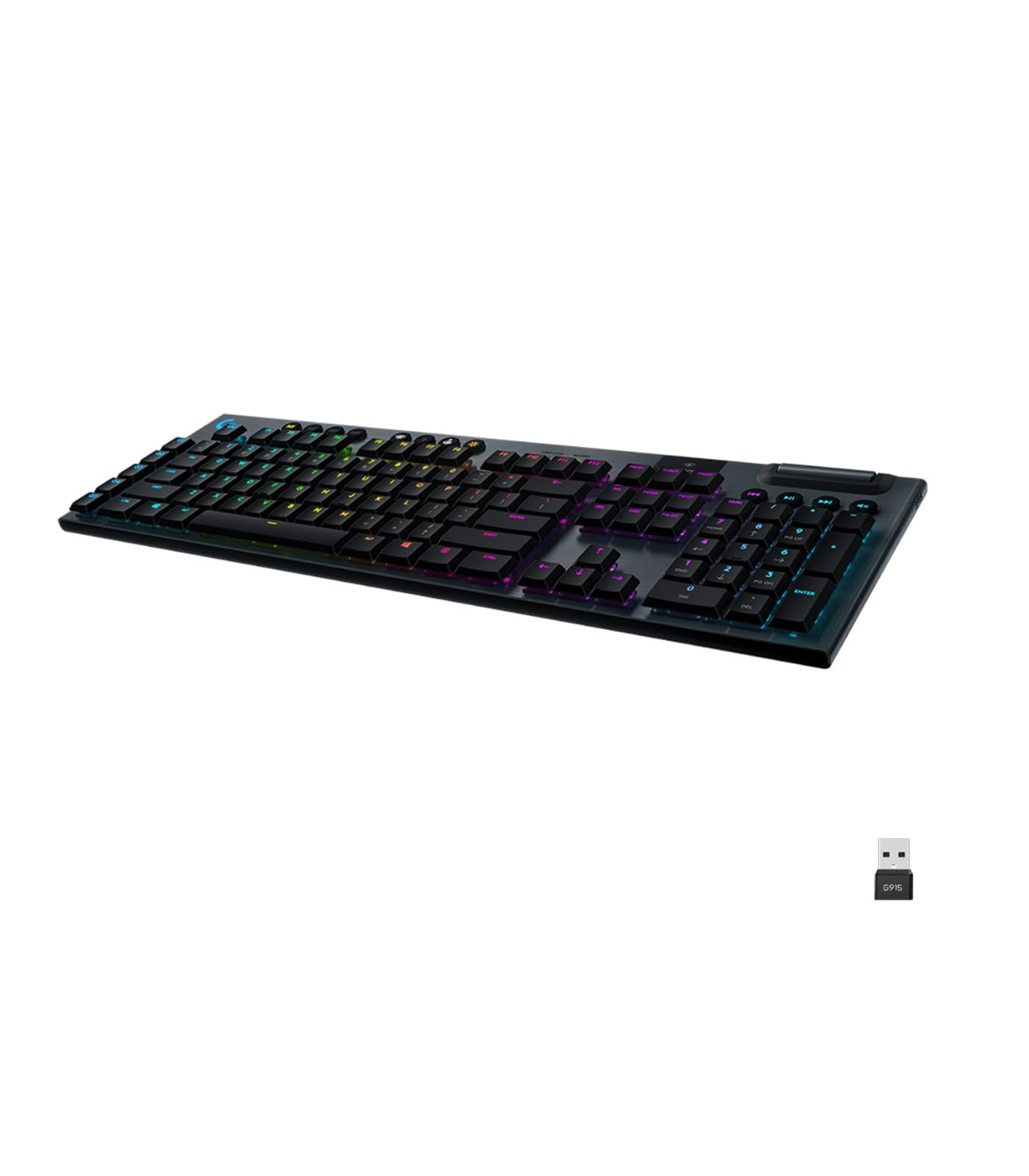 Logitech G915 LIGHTSPEED Tastiera Gaming Meccanica Wireless, Profilo Ribassato, GL-Tactile Switches, LIGHTSYNC RGB, Design Sottile, +30 ore di Durata della Batteria, QWERTY US Layout, Nero