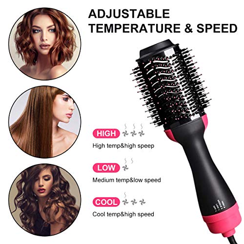 Hot Air Brush, Hair Dryer Brush One Step Hair Dryer & Volumizer 4 in 1 Brush Blow Dryer Styler for Rotating Straightening, Curling, Salon Negative Ion Ceramic Blow Dryer Brush - Thumbnail 5