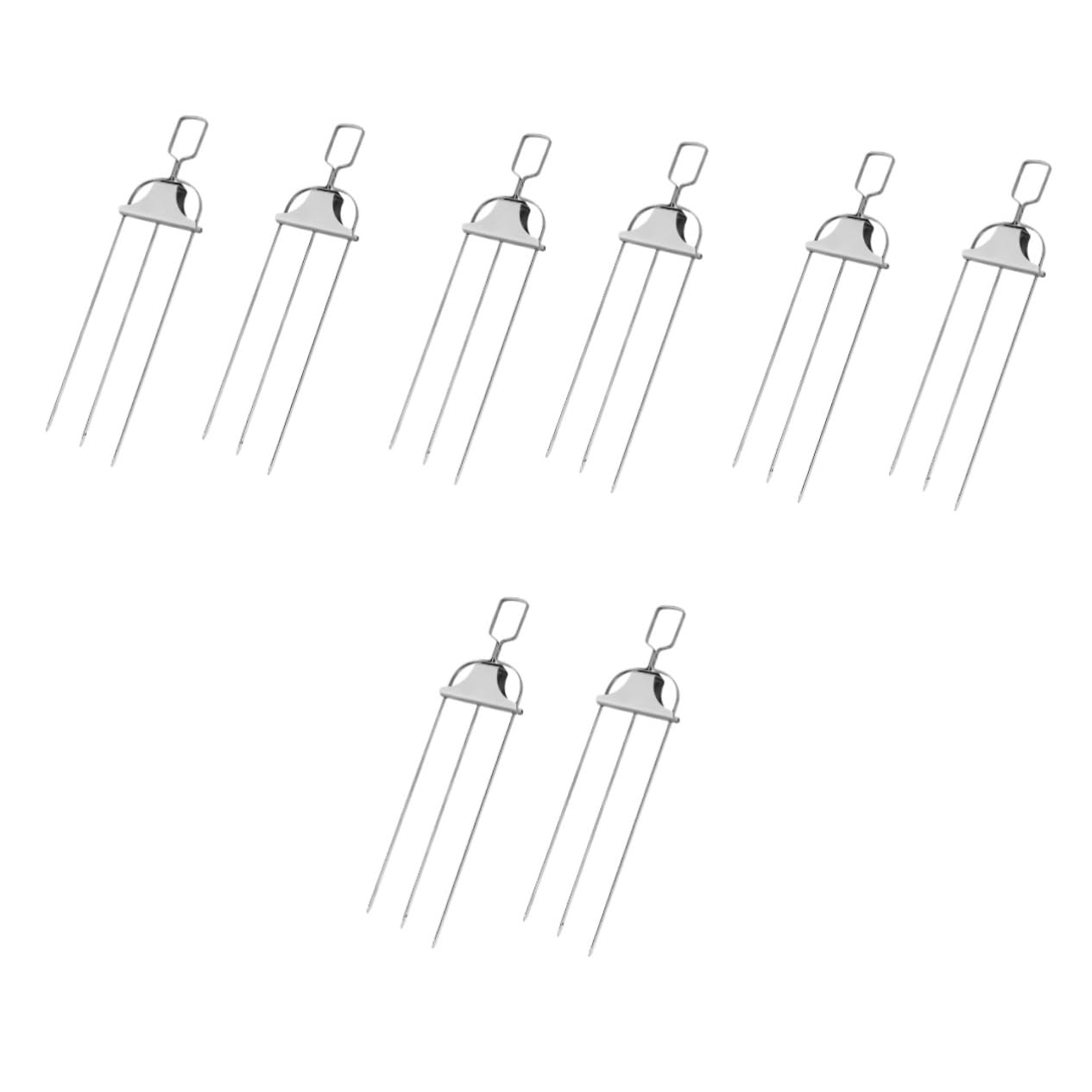 LIOOBO 4sets Multi-purpose Meat Grilled Forks Rotating Grill Fork Set Rotisserie Spit for Chicken Roasting 2pcs*4