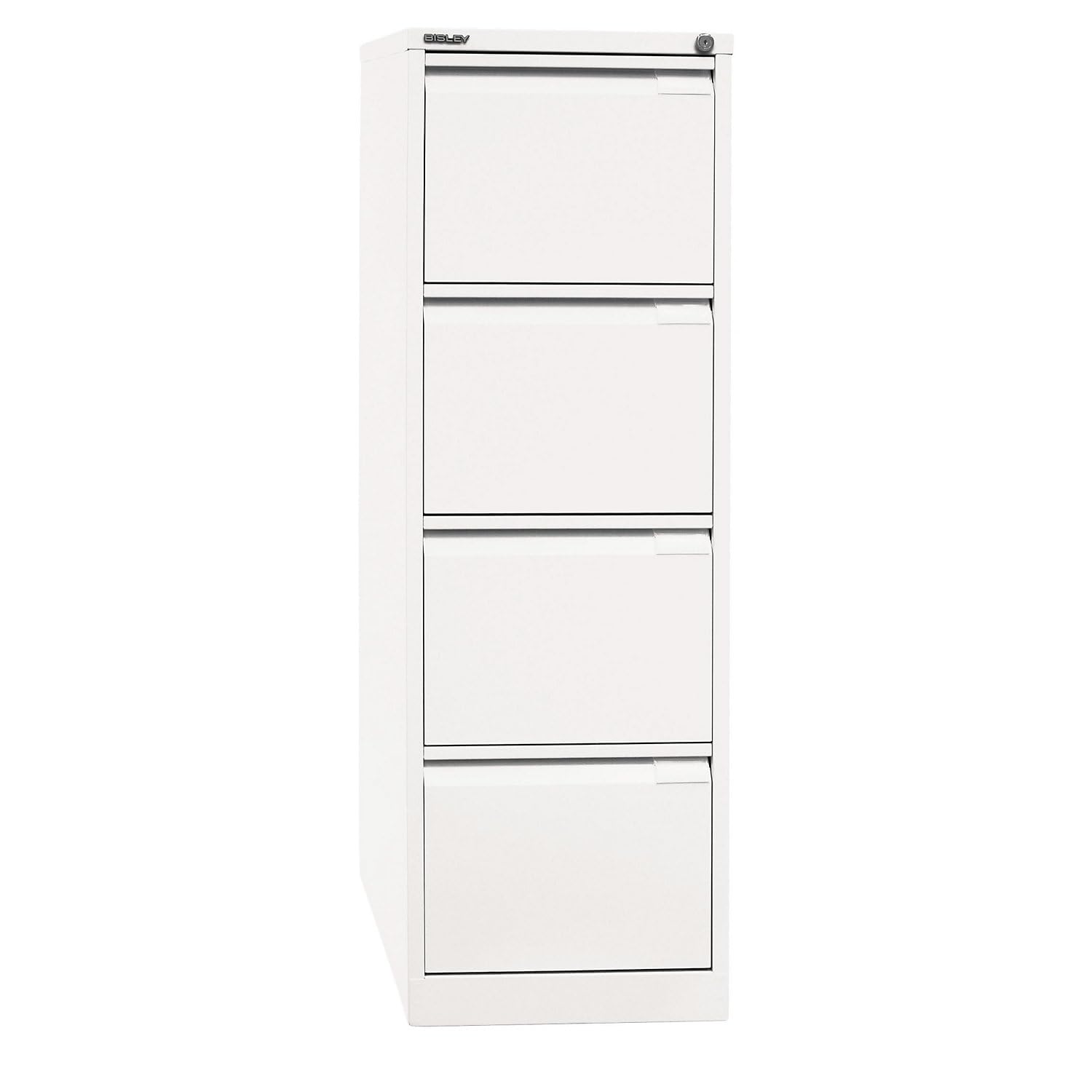 BISLEY Hängeregistraturschrank, einbahnig, DIN A4, 4 HR-Schubladen, Metall, 696 Verkehrsweiß, 62.2 x 41.3 x 132.1 cm
