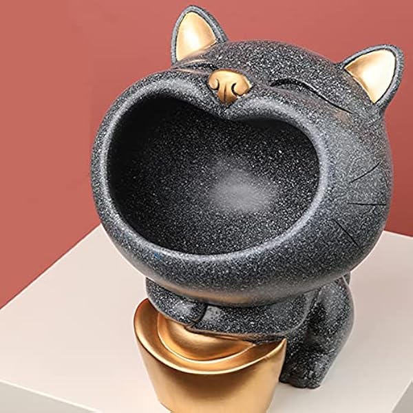 Grote mond kat opbergversieringen Sleutel opbergdoos Sieradenbakje Fruit Snoepbakje Ingang Opslag van kleine voorwerpen Hars Ambachten Tafel Opbergvak Woondecoratie,Blue,16 * 16 * 19CM