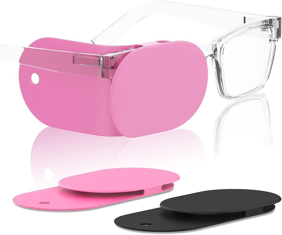 Engwai Eye Patch for Adults Kids Big Glasses to Cover Either Eye Pink Black 2 Pack