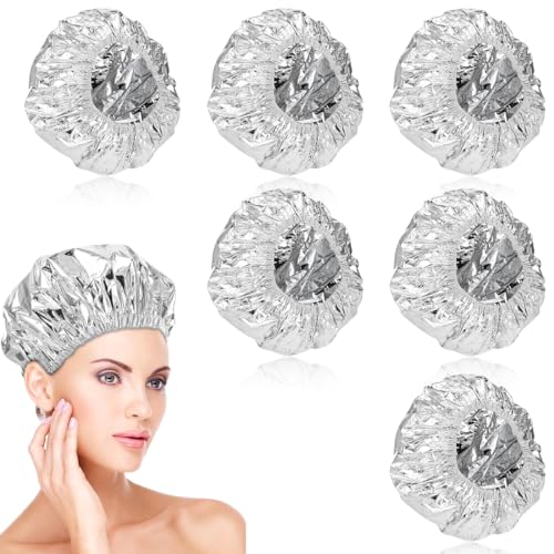 JEYORZY 6 pcs gorros calefactores, Gorro Ducha Aislamiento térmico, Gorro Tratamiento Cabello, gorro calefactor para el cabello, cuidado de aluminio, gorro calefactor para el cuidado del cabello