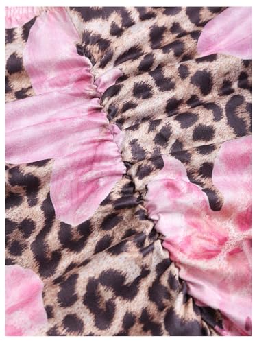 SOLY HUX Women's Leopard Floral Maxi Skirt Cheetah Print Ruched Fishtail Bodycon Long Skirts4