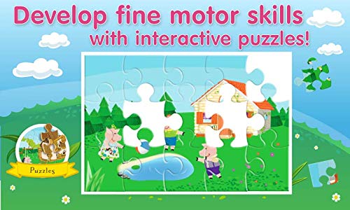 3 Little Piggies & Big Bad Wolf - Interactive Story Book and Fun Games for Kids