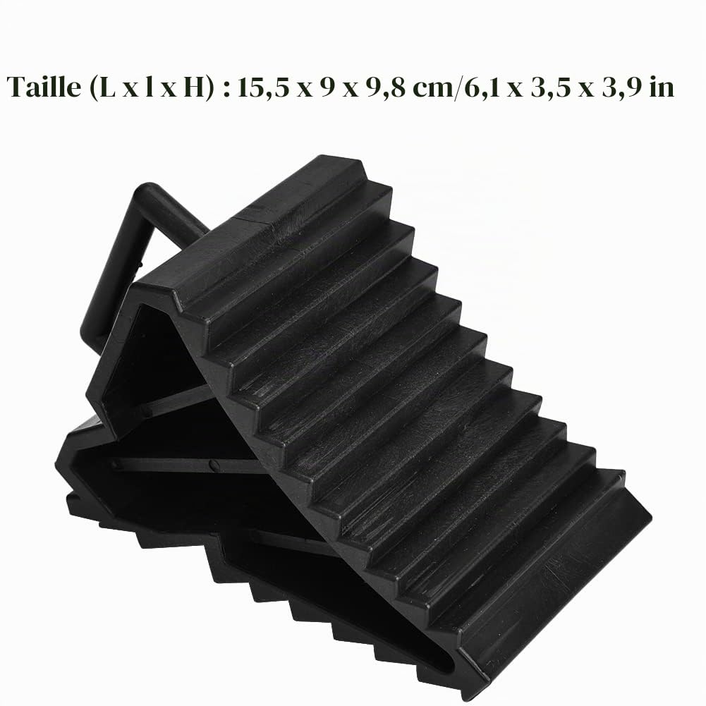 Cale De Roue Caoutchouc, 2pcs Cale Roue De Voiture, Pneus Slip Stopper, Cale pour Remorque, Antidérapant VéHicule Camion Roue Pneu Cale Stop, Noir Bloc pour Tire Stopper for Car Truck Trailer