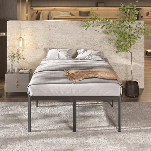Lutown-Teen 22 Inch High Queen Bed Frame with Rounded Corner Legs, Heavy Duty Metal Queen Platform Bed Frame with Steel Slats Support, No Box Spring Needed, Noise Free, Easy Assembly - Thumbnail 7