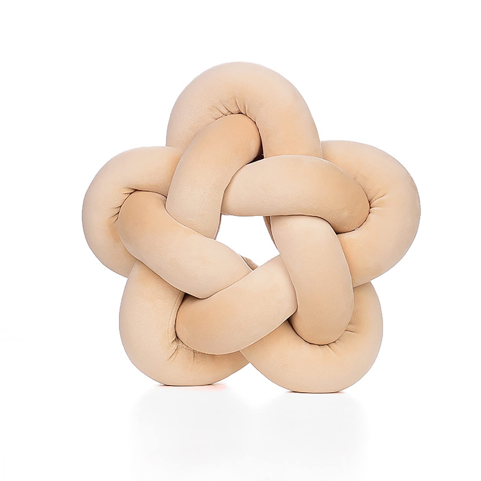 Noeud Coussin d'oreiller Oreiller À Noeud Rond Fait À La Main Noeud Boule Oreillers en Peluche Coussin Coussin en Peluche Coussins Tresse Décoratifs Noeud Oreiller,Light Khaki,32 * 32cm