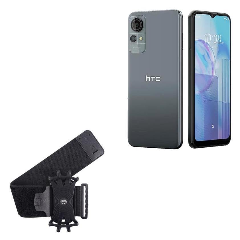 BoxWave Holster Compatible with HTC Wildfire E Star - ActiveStretch Sport Armband, Adjustable Armband for Workout and Running - Jet Black