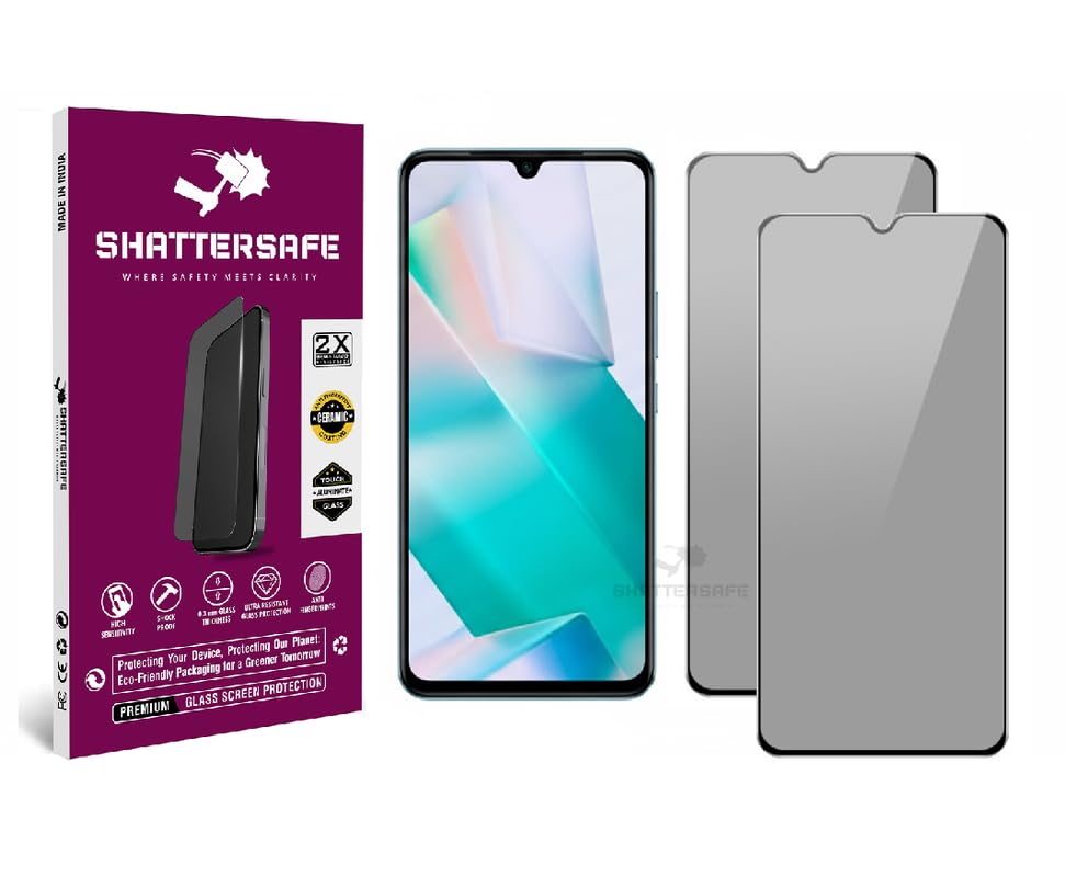 Image of Anti-Spy Privacy Tempered Glass Compatible For IQOO Z6 Pro / Z6 44W [Pack of 2]. 9H Hardness, Anti-Scratch, Edge-to-Edge Protection With Easy Installation Kit & Case Friendly Fit.