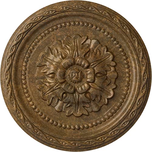 11 1/2"OD x 1"P Palmetto Ceiling Medallion, Hand-Painted Rubbed Bronze