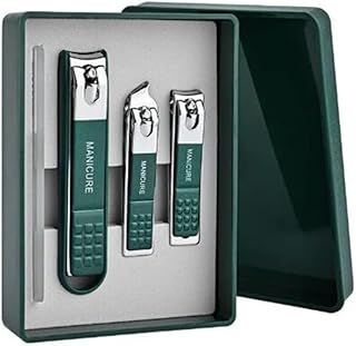 QSHOP Manicure Nail Clipper Set 4 Pcs - High Quality Home Nail Clipper Set for Men and Women, Simple and Portable Universal Pedicure Tools - Green