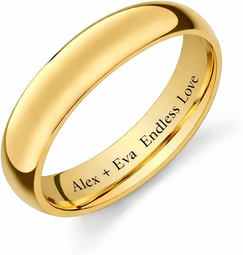 A & L Engraving Personalized Women's Gold Tungsten Ring Custom Engraved Free In Any Language - Gold Tungsten Wedding Band - Ships from USA