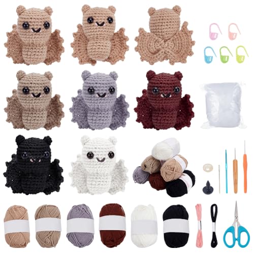ACRNIGHEET Bat Crochet Kit for Adults & Beginners - Complete Halloween DIY Crochet Kit with Step-by-Step Instructions & Video Tutorials