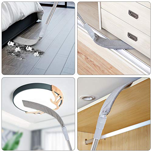 4Pcs Retractable Gap Dust Cleaner Flexible Up To 55In Gap Dust Brush Under Appliance Cleaning Tool Feather Duster With Extension Pole Removable Washable For Under Furniture Couch Stove Fridge Bedside #TOP6