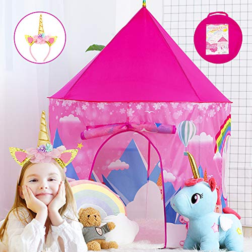 WITALENT Kids Play Tents for Girls Tent Unicorns Princess Castle Playhouse Tent Indoor