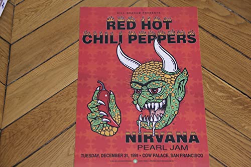 Poster Nirvana 1991 US Repro Red Hot Chili Peppers déco murale pour salon rock