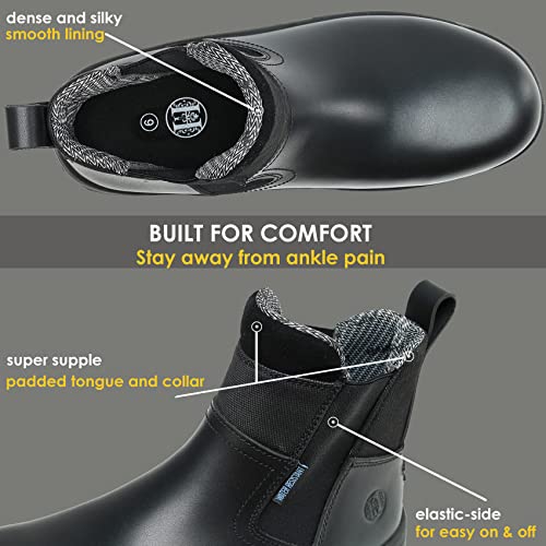 Work Boots for Men, Soft Toe Waterproof Working Boots, Slip Resistant Slip-on Safety Static Dissipative Working Shoes (Black)3