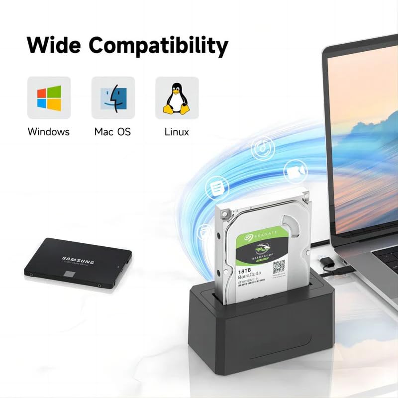 Image of ACASIS SATA /SAS to USB 3.0 Hard Drive Docking Station with 12V /2A Power Adapter for 2.5 & 3.5 inch SATA and SAS HDD /SSD, Support up to 18TB