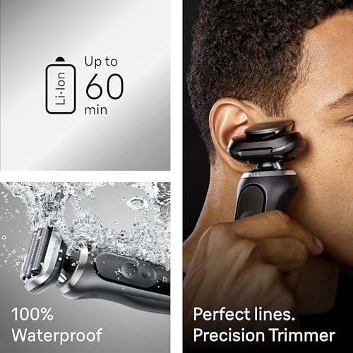 Braun Electric Shaver for Men, Series 7 7120s, Wet & Dry Shave, Turbo & Gentle Shaving Modes, Waterproof Foil Shaver, with Precision Trimmer, Space Grey - image 9