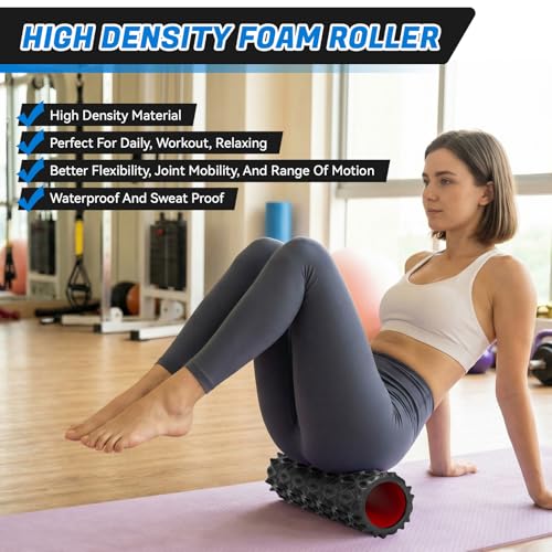 Foam Roller for Deep Tissue Massager, 15" High Density Diamond-Shaped Texture, Myofascial Release, Deep Tissue Muscle Massage Trigger Point Release Back Roller for Fitness (Black) - Image 6