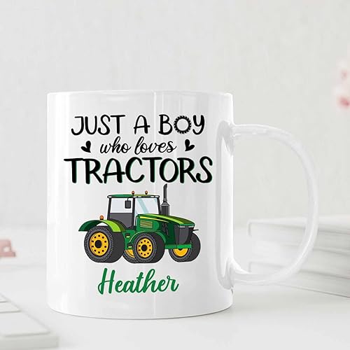 Miniatura 10 de Tazas de café blancas personalizadas con nombre a elegir con tractor rojo, tazas de regalo para hombres, mujeres, cumpleaños de agricultores, taza