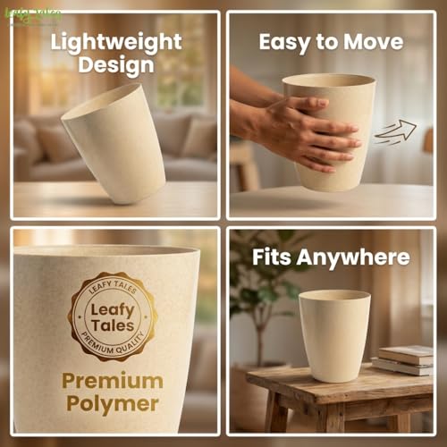 Image of Leafy Tales Modern Round Tower Planter for Home Decor 12 INCH, Highly Durable,Lightweight Indoor Outdoor Planter, Flower Pot Gamla, Pot for Balcony Garden, Vegetables, Flowers & Greenery
