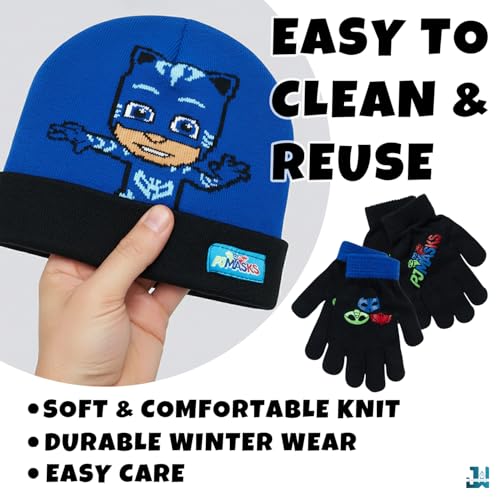 Image of PJ Masks Winter Hat and 2 Pair of Gloves or Mittens Set (Age 2-7)