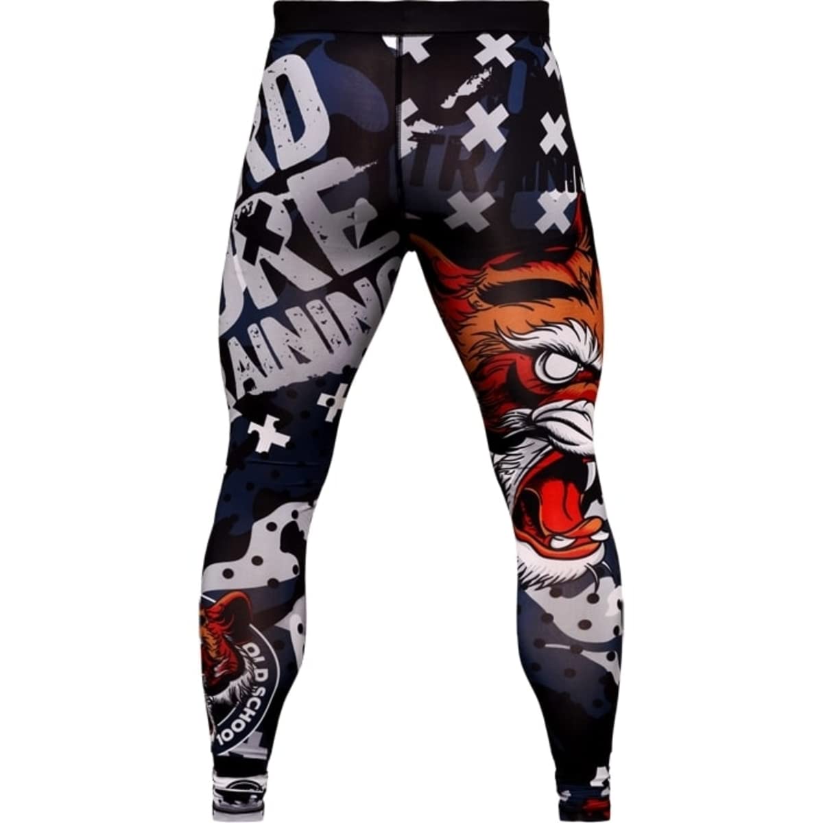 Hardcore Training Men's Compression Pants Spodnie Kompresyjne Leginsy Mężczyźni Bokx Running Muay Thai MMA No Gi BJJ Grappling (DE/NL/SE/PL, Alfa, M, Regularny, Regularny, Czarny/Granatowy)