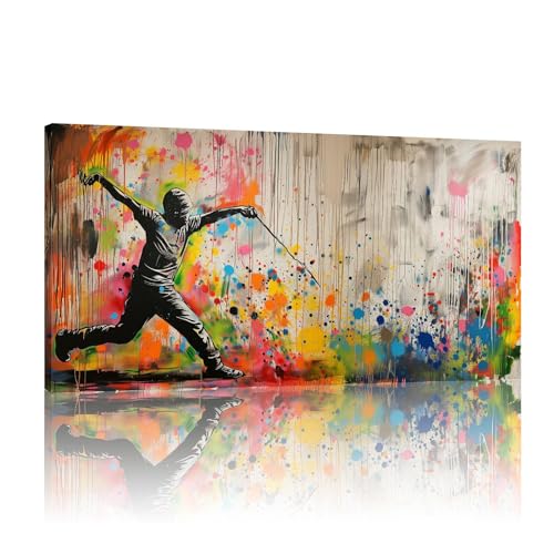 Toile d'art mural Banksy 30x60 cm avec cadre interne pour salon