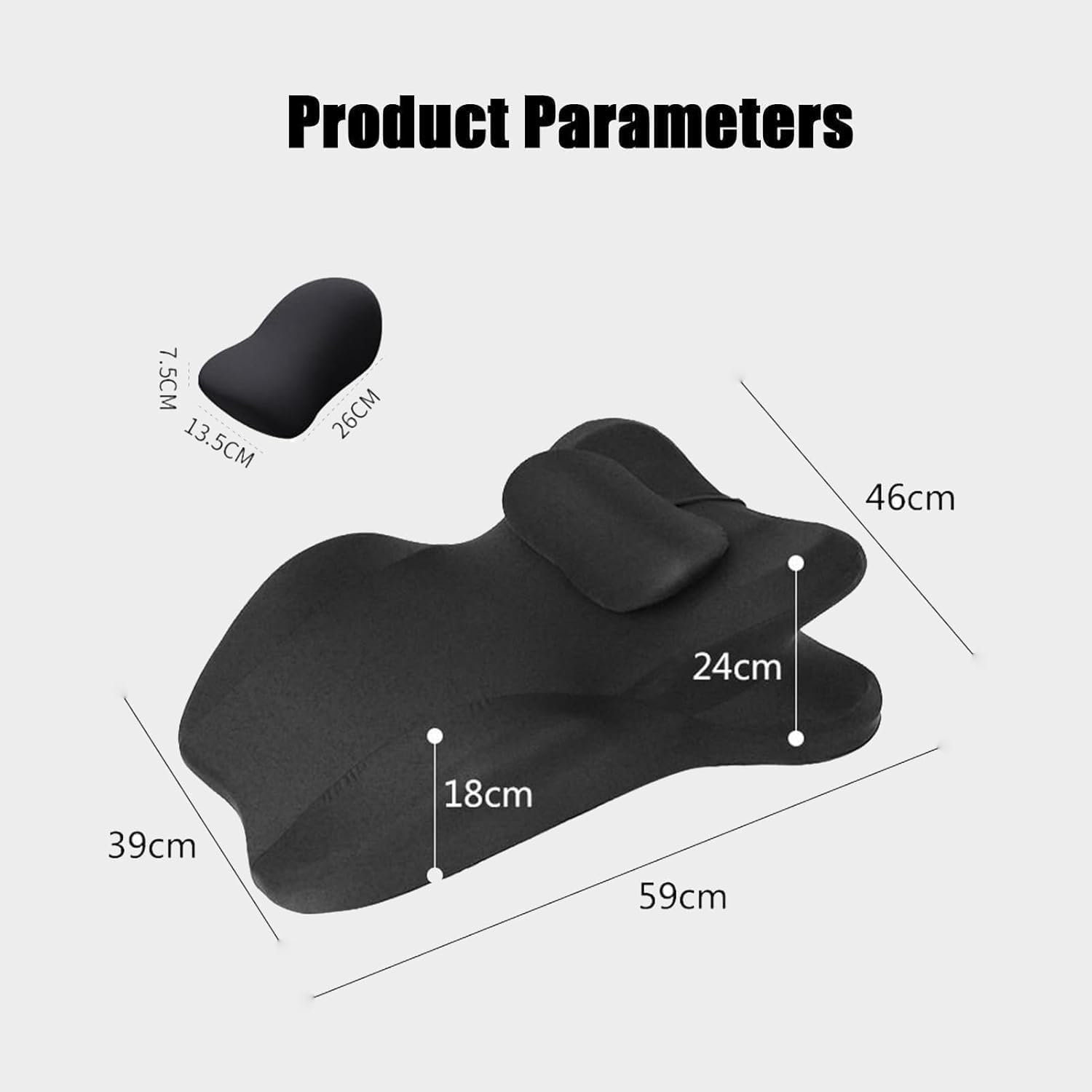 Couples Intimacy Pillow for All Postures, 27 Degree Couples Pillow, Memory Foam Intimate Wide Pillows, Multi-Functional Memory Foam Lounger Cushion Back Support (Black)
