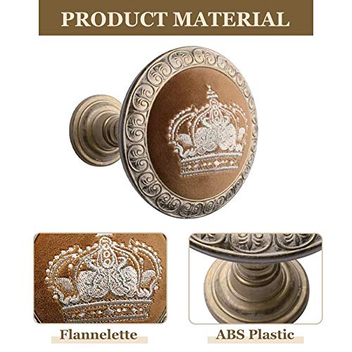 Elecharm 1Pair Embroidery Crown Drapery Medallion Holdback Curtain Wall Hooks (Aged White) #TOP1