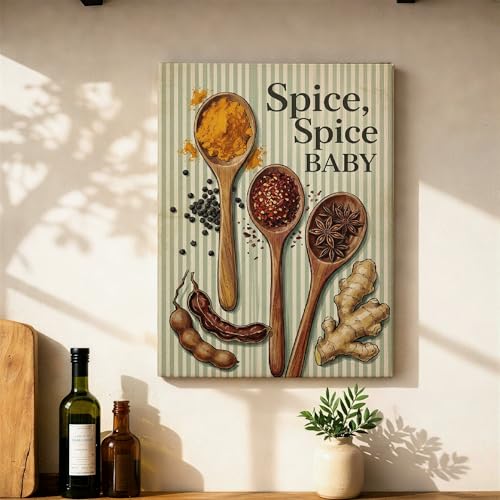 Toile murale vintage cuisine restaurant salon rustique de 30x40 cm