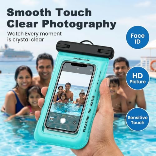 Image of ZORBES Waterproof Phone Pouch IP68 Floating Dry Bag for Swimming Green | Floating Phone Case with Lanyard for iPhone 17 Pro Max 16 15 14 S26 S25, Up to 7.5''