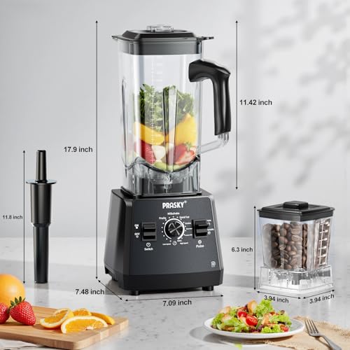 Image of 2400W High Speed Countertop Blender with 2 Containers, 101oz Large Capacity, BPA-Free, 25000 RPM Blenders for Smoothies, Ice Crushing, Soups, Nut Butters & Baby Food (Gray, 3L)