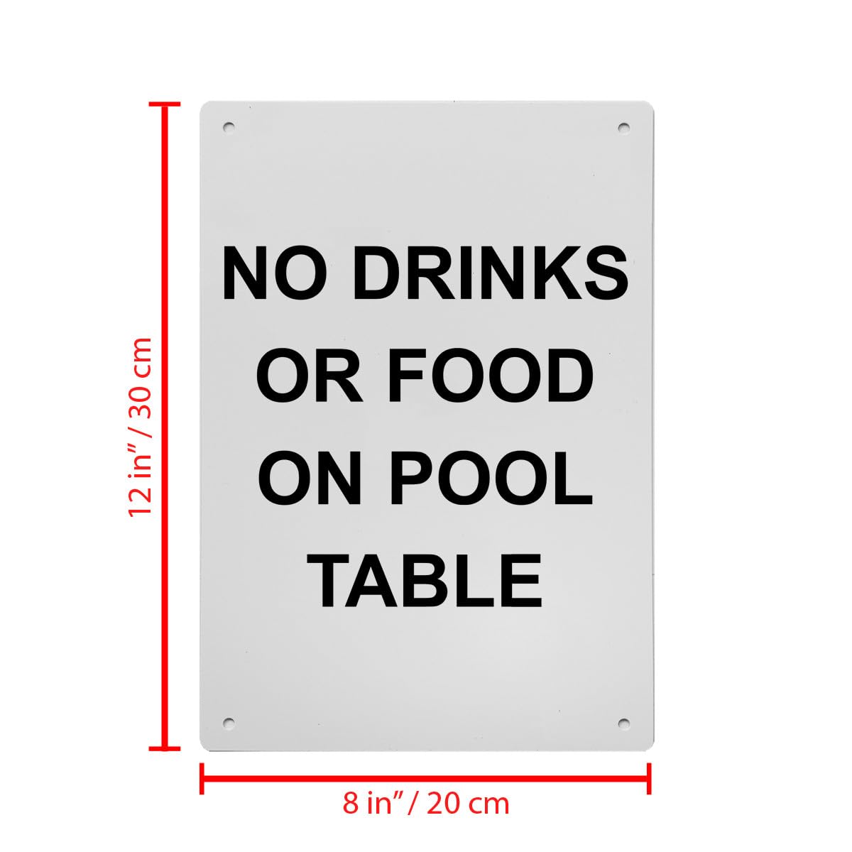 No Drinks Or Food On Pool Table Sign, 8.5 x 11 in