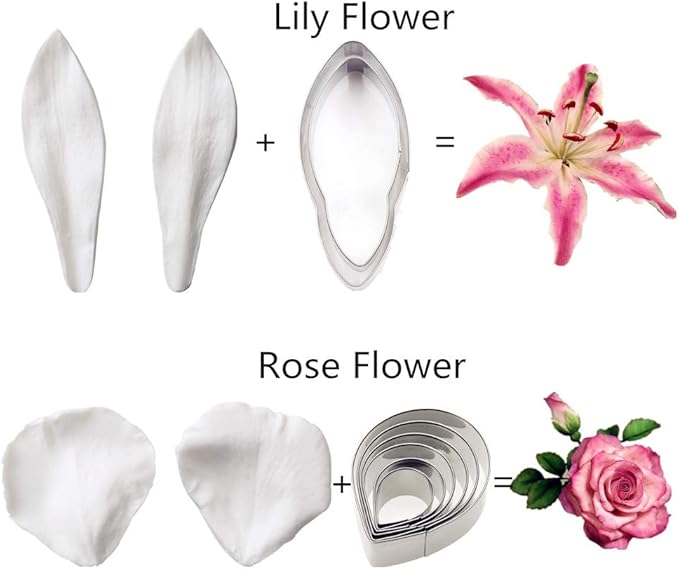 Kit de 6 Moldes y Cortadores de Flores de Gumpaste de Acero Inoxidable miniatura 2