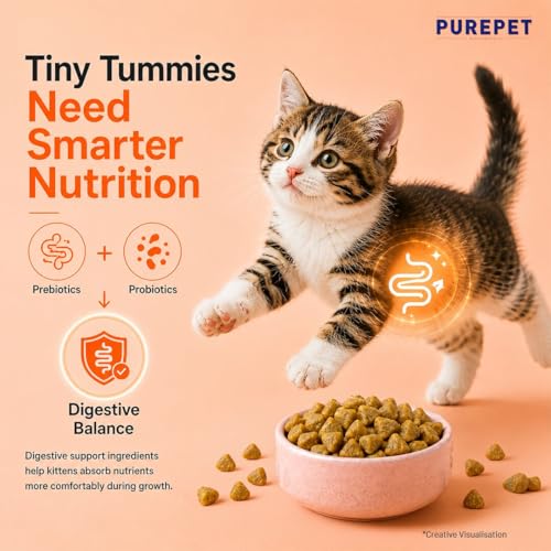 Image of Purepet Kitten Dry Cat Food 1.2kg Pack | Mackerel Flavour | Active Behaviour | Hairball Control |Urinary Tract Health | Nutrient Rich | Minerals